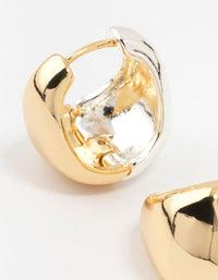 Gold & Silver Plated Chunky Reversable Huggie Earrings - link has visual effect only