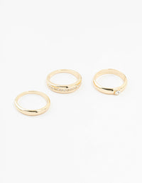 Gold Plated Chunky Cubic Zirconia Rings 3-Pack - link has visual effect only