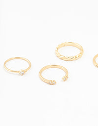 Gold Plated Dainty Diamante Rings 5-Pack - link has visual effect only