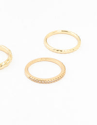 Gold Plated Dainty Diamante Rings 5-Pack - link has visual effect only