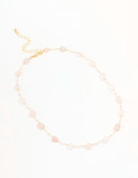 Gold Plated Alternating Semi Precious & Pearl Necklace - link has visual effect only