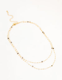 Gold Plated Station Semi Precious Shards And Ball Necklace - link has visual effect only