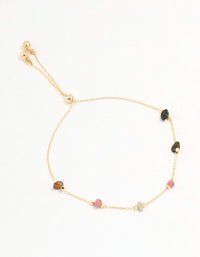 Gold Plated Semi Precious Station Toggle Bracelet - link has visual effect only