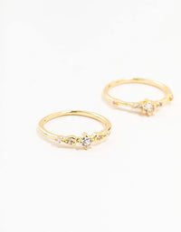 Gold Plated Dainty Cubic Zirconia Cluster Rings 3-Pack - link has visual effect only