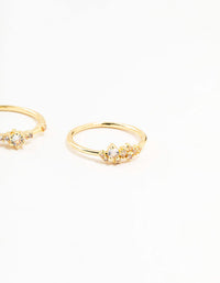 Gold Plated Dainty Cubic Zirconia Cluster Rings 3-Pack - link has visual effect only