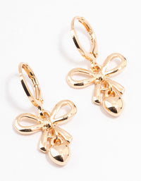 Gold Bow & Heart Drop Huggie Earrings - link has visual effect only