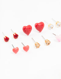 Mixed Gold Love Heart Earrings 8-Pack - link has visual effect only