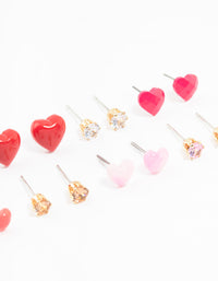 Mixed Gold Love Heart Earrings 8-Pack - link has visual effect only