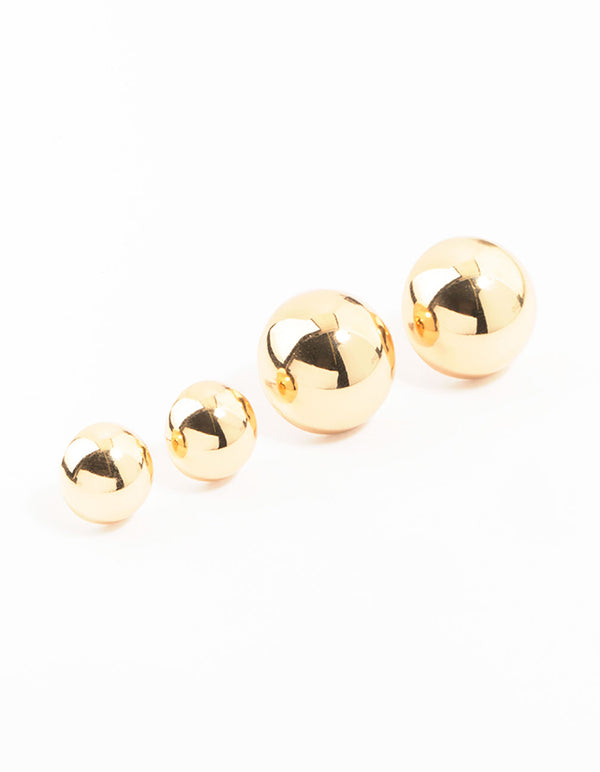 Gold Sphere Stud Earrings 2-Pack