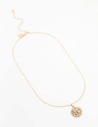 Gold Diamante Flower Disc Necklace - link has visual effect only