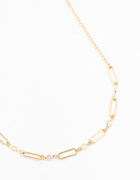 Gold Diamante Rectangle Chain Necklace - link has visual effect only