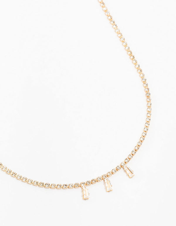 Gold Cupchain Baguette Necklace