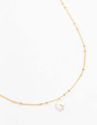 Gold Ball Chain Pearl Necklace - link has visual effect only