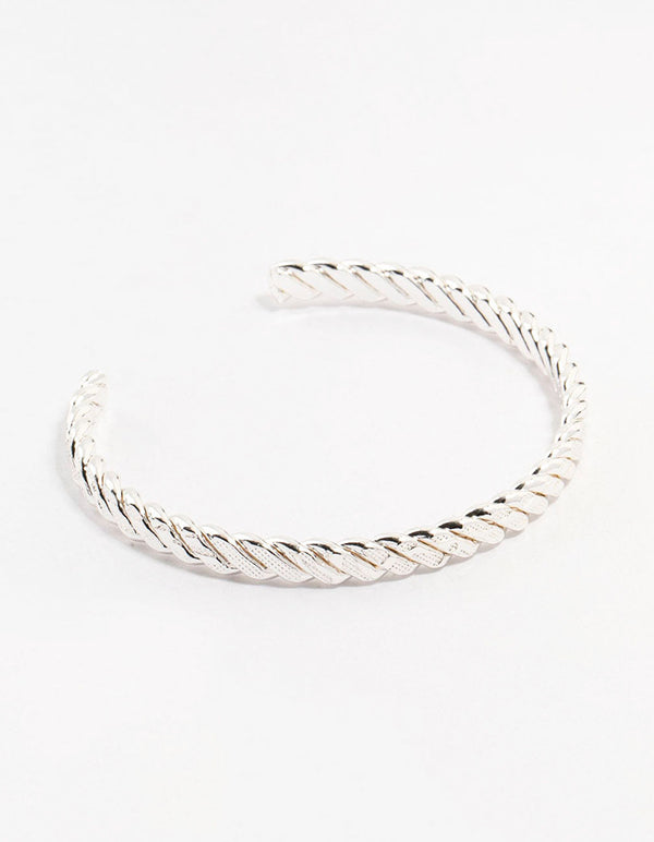 Silver Twisted Rope Wrist Cuff