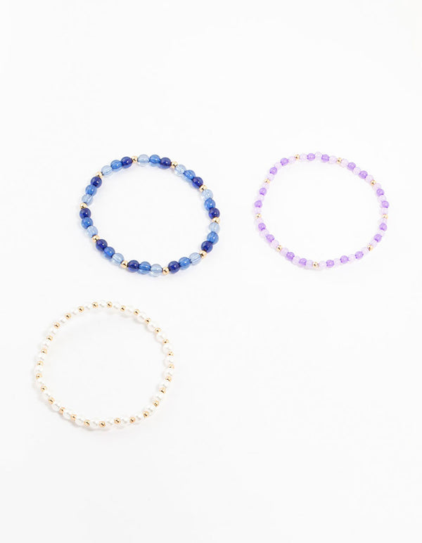 Beaded Pearl & Bead Bracelets 3-Pack