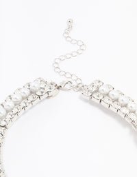 Rhodium Diamante & Pearl Necklace - link has visual effect only