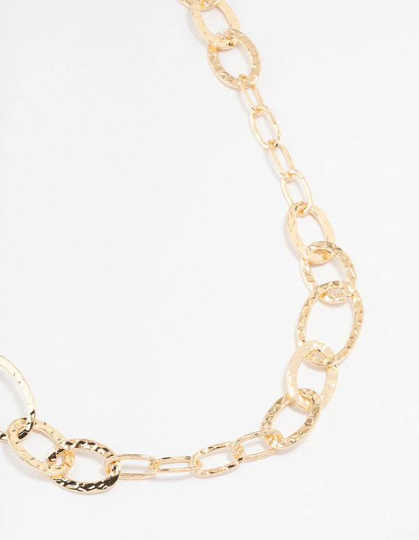 Gold Link Station Long Necklace