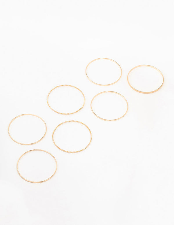 Gold Mixed Textured Bangle Bracelets 5-Pack