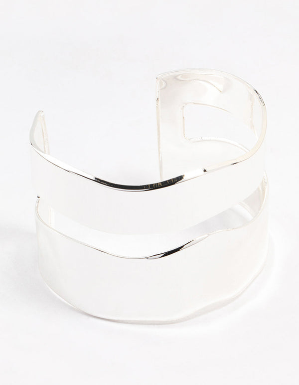 Silver Molten Double Wrist Cuff