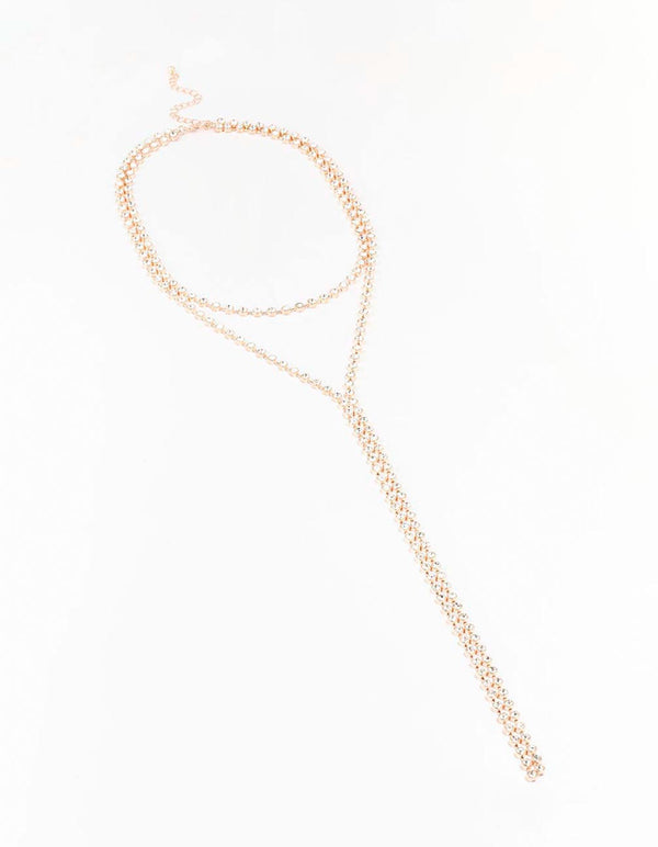 Rose Gold Diamante Lariat Necklace