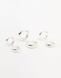 Silver Plated Graduating Hoop Earrings 3-Pack - link has visual effect only