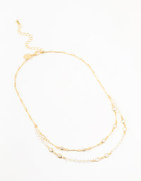 Gold Plated Crystal Layered Necklace - link has visual effect only