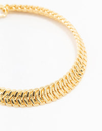 Thick Gold Plated Brass Herringbone Bracelet - link has visual effect only