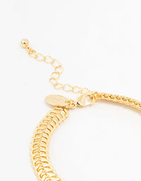 Thick Gold Plated Brass Herringbone Bracelet - link has visual effect only