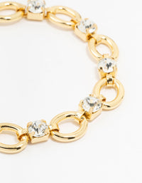 Gold Plated Alternating Oval & Crystal Bracelet - link has visual effect only