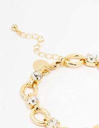 Gold Plated Alternating Oval & Crystal Bracelet - link has visual effect only