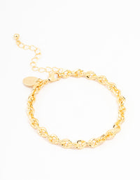 Gold Plated Brass Twisted Curb Chain Bracelet - link has visual effect only