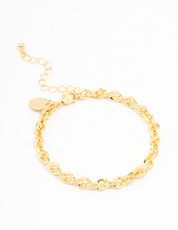 Gold Plated Brass Twisted Curb Chain Bracelet