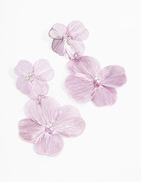 Rose Gold  Purple Coated Lazercut Flower Drop Earrings - link has visual effect only