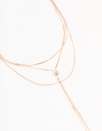 Rose Gold 3 Row Toggle Chain Necklace - link has visual effect only