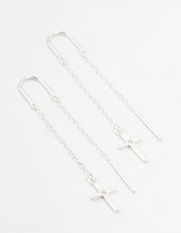 Sterling Silver Thread Through Cross Drop Earrings - link has visual effect only