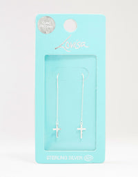 Sterling Silver Thread Through Cross Drop Earrings - link has visual effect only