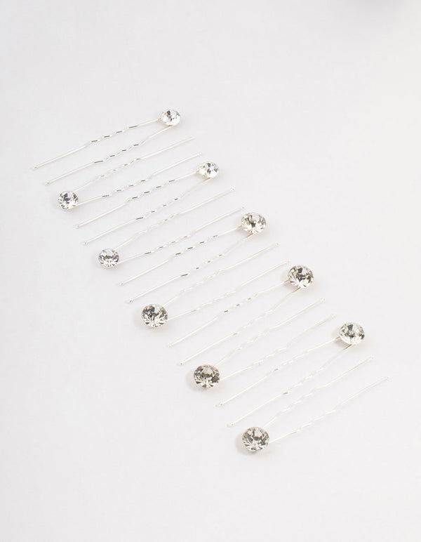 Silver Crystal Mixed Bridal Pins 10-Pack