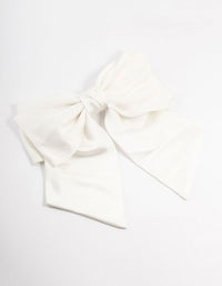 Large White Double Draped Fabric Bow Clip - link has visual effect only