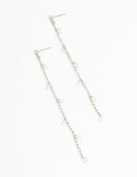 Rhodium Cubic Zirconia Chain Drop Earrings - link has visual effect only