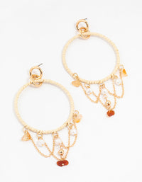 Beaded Raffia Dreamcatcher Drop Earrings - link has visual effect only