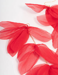 Red Chiffon Fabric Petal Leaf Drop Earrings - link has visual effect only