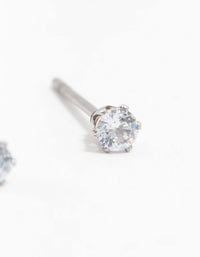 Stainless Steel Cubic Zirconia Stud Earrings 3 MM - link has visual effect only