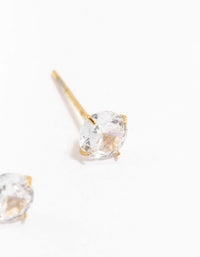 Gold Plated Stainless Steel Cubic Zirconia Stud Earrings 5 MM - link has visual effect only