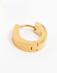 Waterproof Gold Plated Stainless Steel Wide Huggie Earrings - link has visual effect only