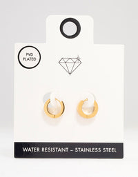 Waterproof Gold Plated Stainless Steel Wide Huggie Earrings - link has visual effect only