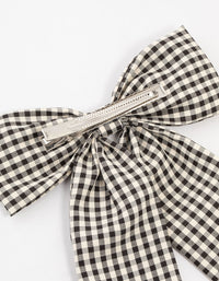 Black & White Gingham Fabric Medium Bow Clip - link has visual effect only