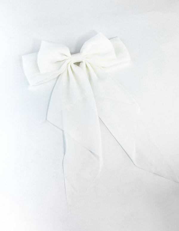 Opaque Draped Fabric Bow Clip