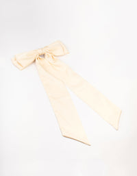 Relaxed Cream Fabric Long Bow Clip - link has visual effect only