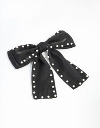 Pearl Black Fabric Organza Bow Clip - link has visual effect only