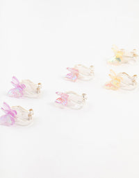 Kids Holographic Butterfly Silver Clip On Earrings 5-Pack - link has visual effect only